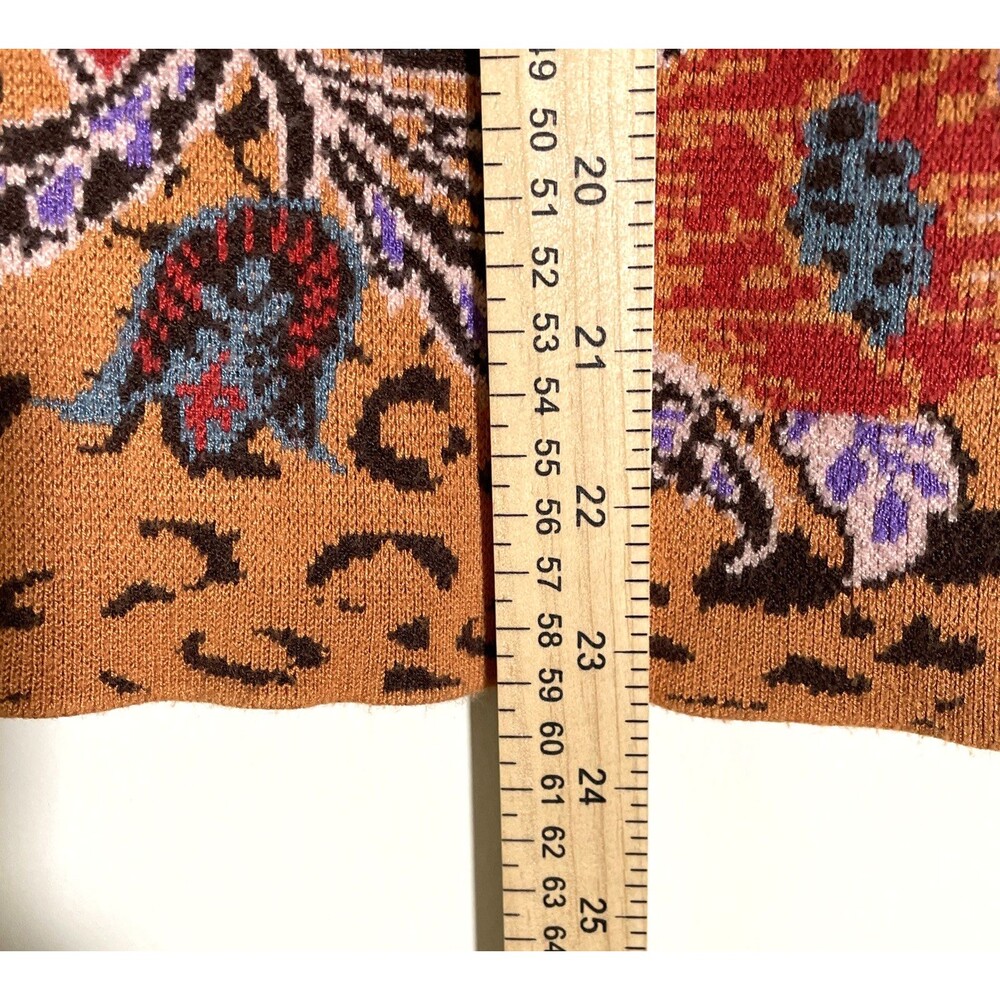 Anthropologie Maeve Women's Delphinia Skirt XS Floral Leopard Pencil Knit Red - Picture 6 of 9